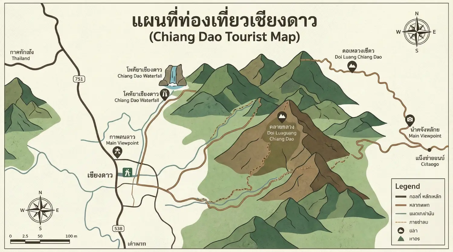 แผนที่เชียงดาว อำเภอเชียงดาว ดอยหลวงเชียงดาว